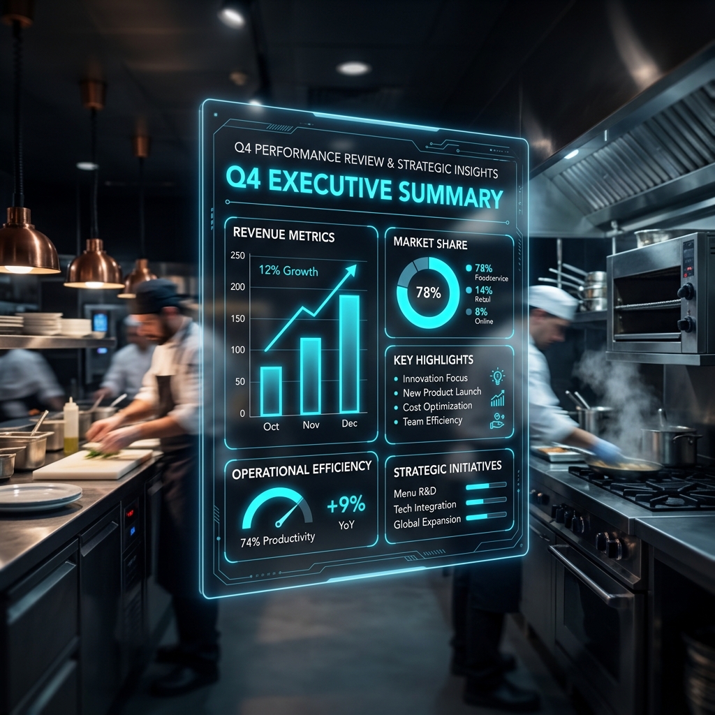 Restaurant Executive Briefing Two executives reviewing restaurant floor plans on a glowing digital table